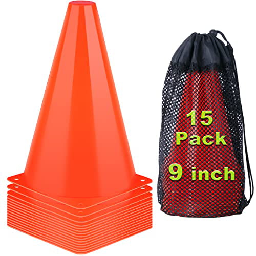 Training Ground Marker Cones 15 Inches Boundary Sports pitch marking Pack of 12 