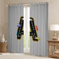 thumbnail image 2 of Manfei Letter A Monogrammed Black Out Curtains,Colorful Racing Car Curtains Pack of 2 (42x63 Each),Gray Black Bedroom Curtains For Boys,Microfiber Room Decorative, 2 of 6