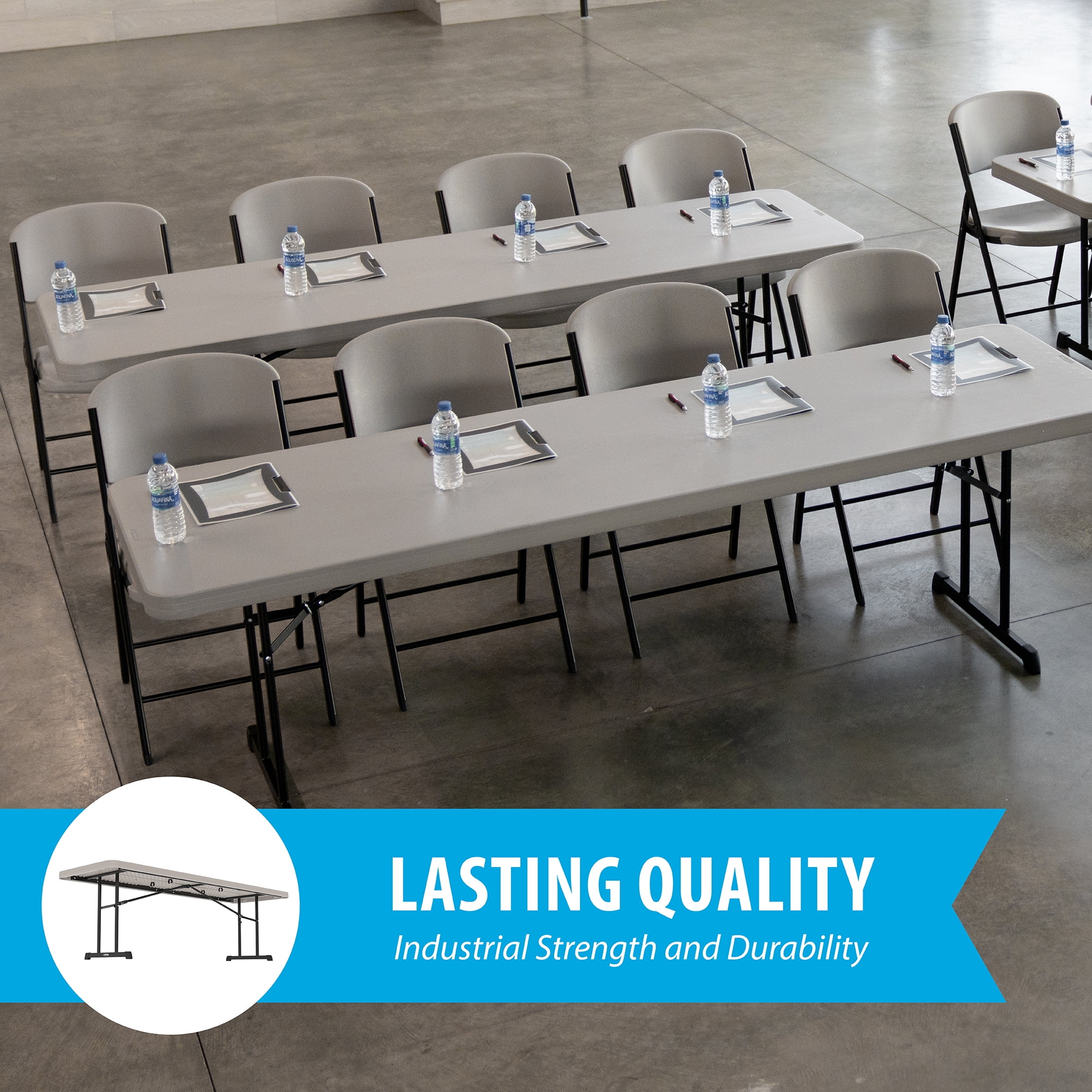 Lifetime 8 Foot Rectangle Folding Table, Indoor/Outdoor Professional Grade, Putty (80127)