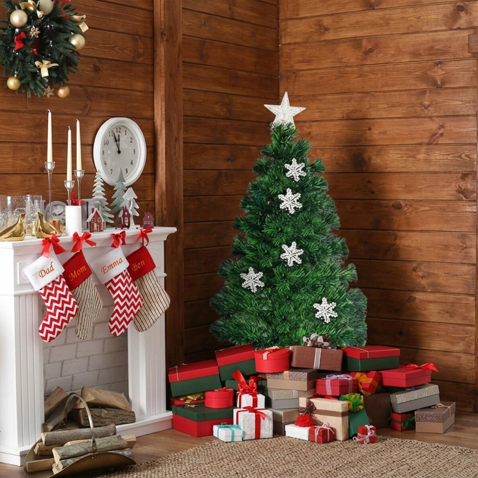 RUIE, 3 ft, Artificial Christmas Tree, with 21 LED Lights, 170 Branch Tips, Green Holiday Xmas Tree for Indoor Home Office Decoration