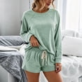 thumbnail image 3 of cocolona Womens Pajamas Set Casual Long Sleeve Tops with Drawstring Shorts Matching Outfits Set Breathable Lounge Sleepwear, 3 of 8