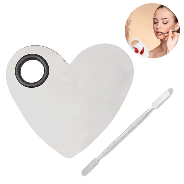 Paleta de mezcla de herramientas cosméticas, paleta de base, herramientas de metal, espátula cosmética de doble cabezal, suave, duradera, fácil de limpiar para lápiz labial, esmalte de uñas, gel,