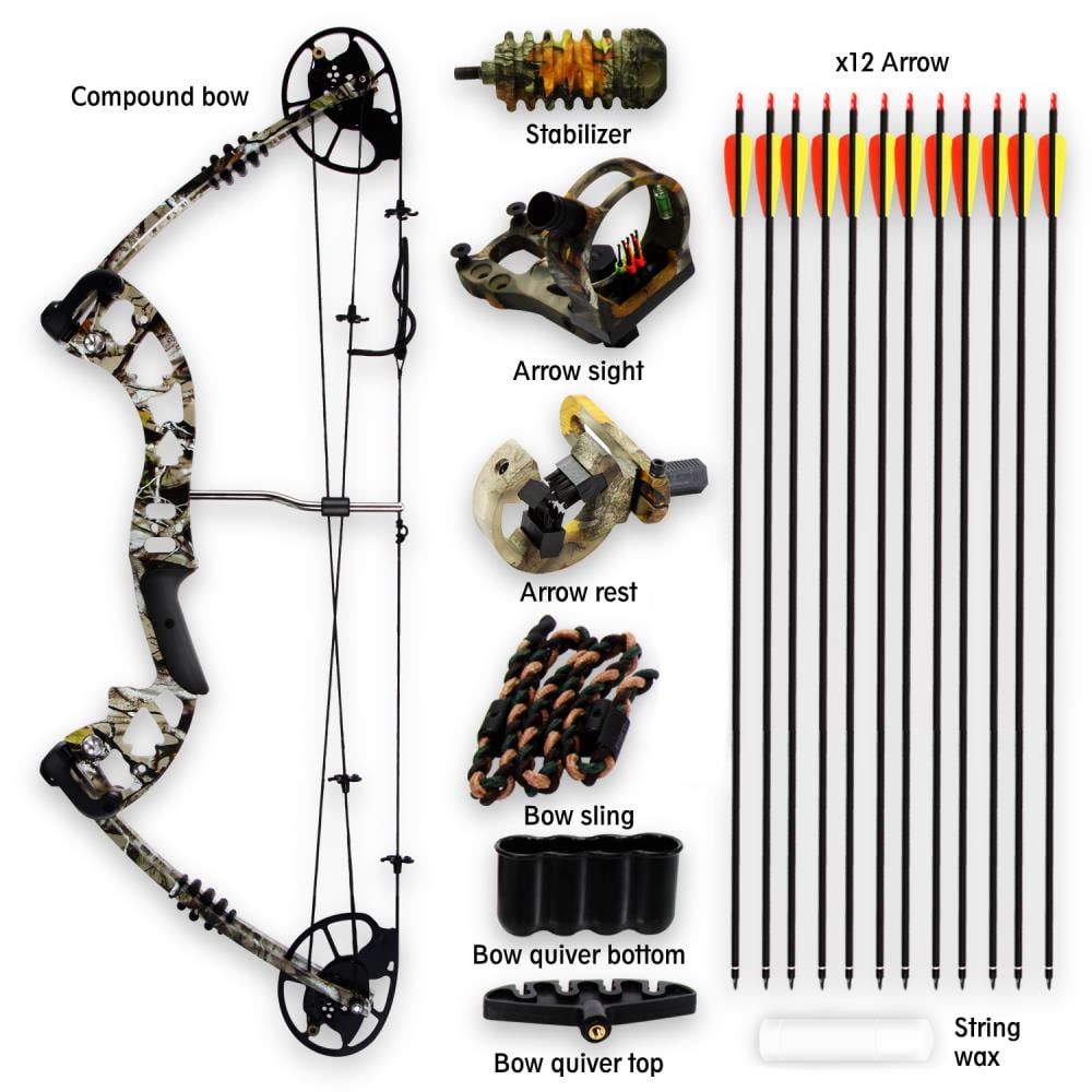 SereneLife Complete Compound Bow & Arrow Accessory Kit, Adjustable Draw Weight 30-70 lbs.
