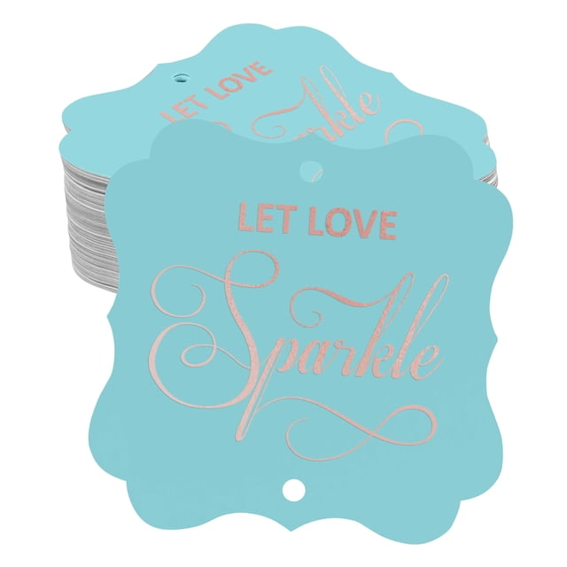 Inkdotpot Real Rose Gold Foil Bracket Shape Paper Hang Tags Let Love Sparkle Wedding Favor Tags Pack Of 50