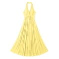 thumbnail image 6 of IUYRTFE Women's Halter V-Neck Backless Maxi Dress – Elegant Sleeveless Floor-Length Gown with Pleated Waist for Evening Parties and Summer Weddings, 6 of 6