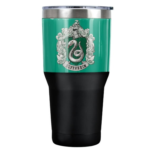 Harry Potter Slytherin Rough Crest Stainless Steel Tumbler 30 oz Coffee Travel Cup, Vacuum Insulated & Double Wall with Leakproof Sliding Lid