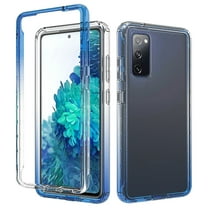 Feishell Gradient Clear Case for Samsung Galaxy S20 FE,Dual Layer Hybrid 2-In-1 PC TPU Transparent Anti-Scratch Shockproof Lightweight Slim Phone Case for Samsung Galaxy S20 FE,Blue