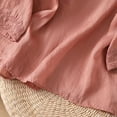 thumbnail image 4 of XIAONU Womens Embroidered Linen Blouse Loose Three Quarter Sleeve Split V-Neck Floral Embroidered Linen Shirt Lightweight Boho Casual Daily Wear Top, 4 of 9