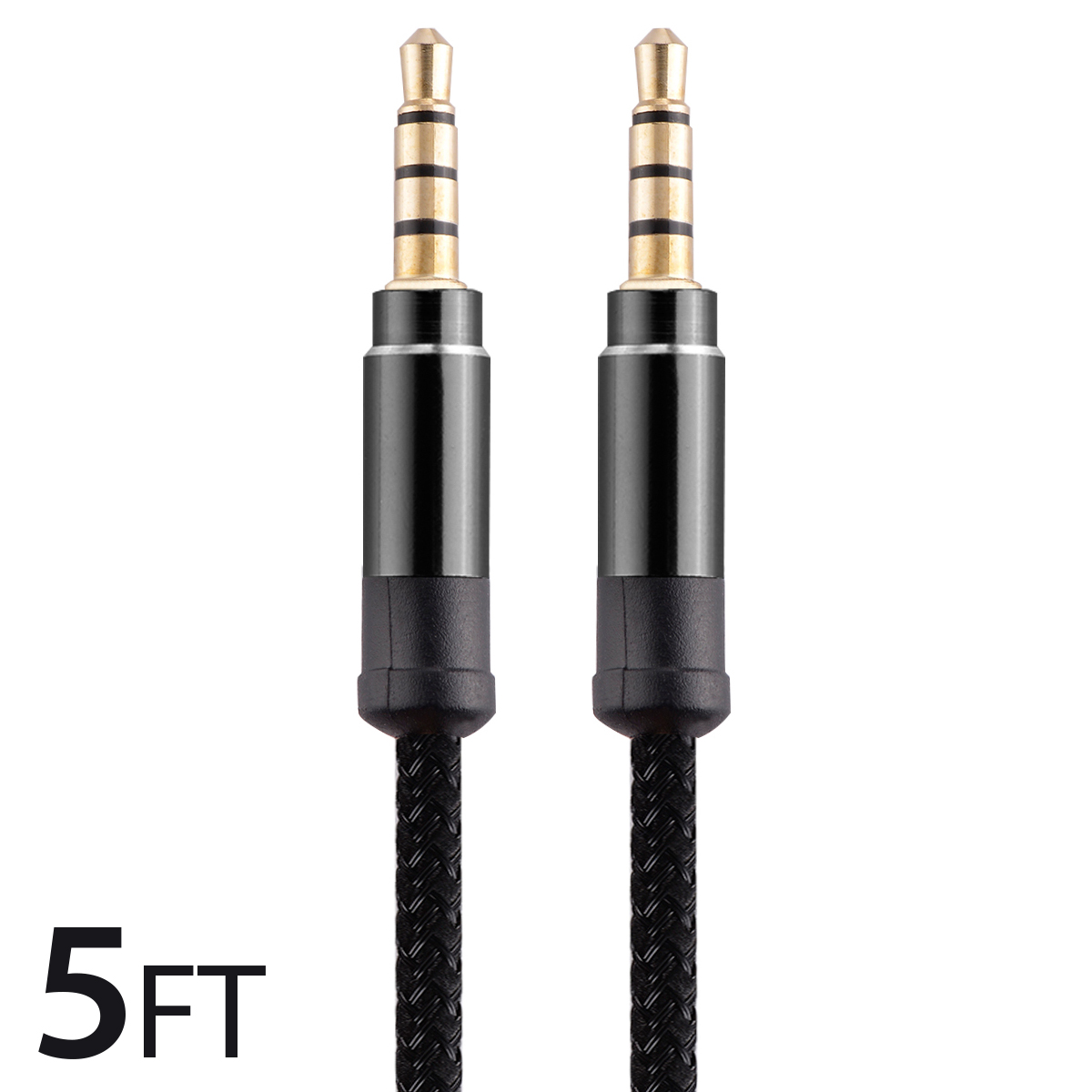 Kentek 12-Foot TRRS 3.5mm AUX Extension Cable – Male To Female, Voice Headset Compatible, Black