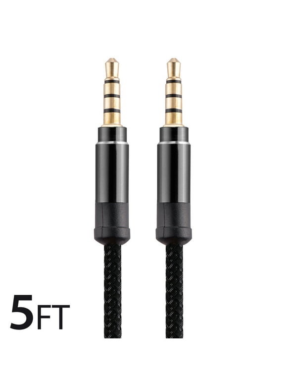FreedomTech Audio Cable (5 FT), Stereo Audio 3.5mm Auxiliary Cord Male to Male Aux Cable for Car, Apple iPhone, iPod, iPad, Samsung Galaxy, HTC, LG, Google Pixel, Tablet & More