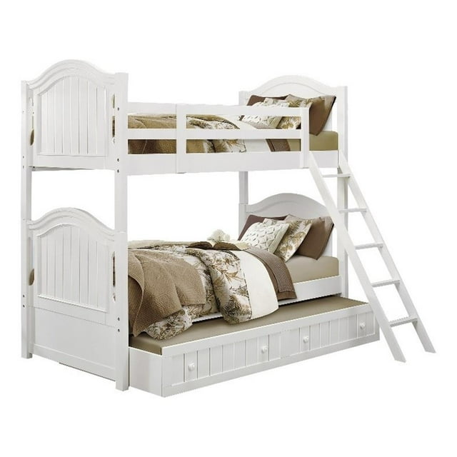 Lexicon Lit Superposé Traditionnel en Bois MDF Simple/Simple avec Lit Gigogne Simple en Blanc