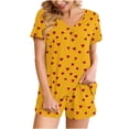 thumbnail image 2 of Goodtrade8 Petite Womenswear Pajamas with Pocket Sleepwear Casual Printed Short Sleeve V-Neck Ladies Pjs, 2 of 8
