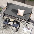thumbnail image 5 of Costway Patio Glider Bench for 3, Swing Gliding Long Seat with Curved Teak Armrests Gray, 5 of 10