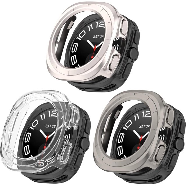 KOMI 3pack Compatible for Samsung Galaxy Watch Ultra 47mm Case Accessories, Hard PC Bumper Resistant Impact Shockproof Protective All-Around Edge Face Cover Galaxy Watch Ultra Case Women Men