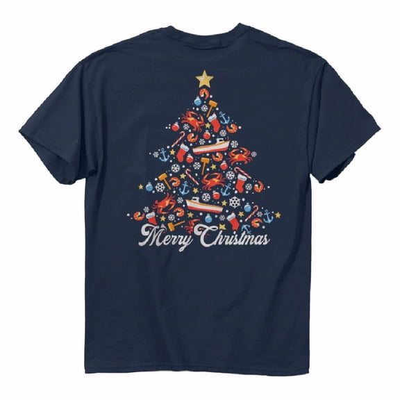 Merry Christmas Sea Themed Christmas Tree Short Sleeve T-Shirt