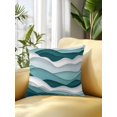 thumbnail image 2 of Waterproof Outdoor Throw Pillows with Inserts 16"x16", Turquoise Ombre Soft Decorative Pillowcases for Couch Bedroom, Modern Geometric Moire Abstract Art Pillow Covers for Sofa Living Room, 2 of 8