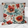 thumbnail image 2 of Designart "Maritime Red Blue Floral Chic" Floral Printed Throw Pillow, 2 of 5