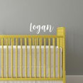 thumbnail image 2 of Vinyl Wall Art Decal Boys Custom Name - ’Logan’ Custom Text Name - 12" x 29" - Little Boys Bedroom Vinyl Wall Decals - Cute Wall Art Decals for Baby Boy Nursery Room Decor (12" x 29"; White Cursive), 2 of 5