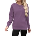 thumbnail image 3 of TARAINYA Women Long Sleeve Oversized Sweatshirt Casual Crewneck Pullover Kangaroo Pockets X Decoration, 3 of 9