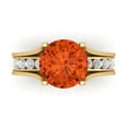 thumbnail image 2 of Clara Pucci 14K Yellow Gold Round Cut 3Ct Simulated Red Diamond Engagement Ring + Matching Band - Luxury Box Included, 2 of 7