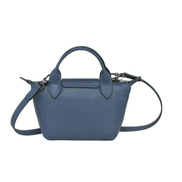 Longchamp Extra Small Le Pliage Leather Crossbody Bag In Navy