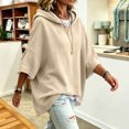 thumbnail image 7 of WULMLEO Hoodies Women Oversized Drawstring Hooded 3/4 Sleeve Fall Winter Hoodie Casual Trendy Comfortable Pullover Fashion Comfort Sweaters Khaki M, 7 of 7