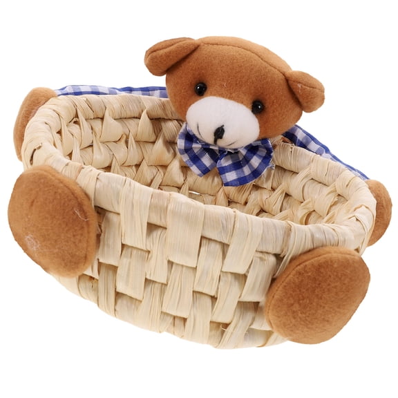 HONMEET Cute Basket 1Pack Woven Large Size Multi Color Bear Shape For Home Decor And Organizing
