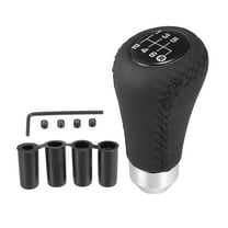 Black Universal 6 Speed Car Gear Lever Shifter Manual Stick Shift Knob PU Leather Black Stitches