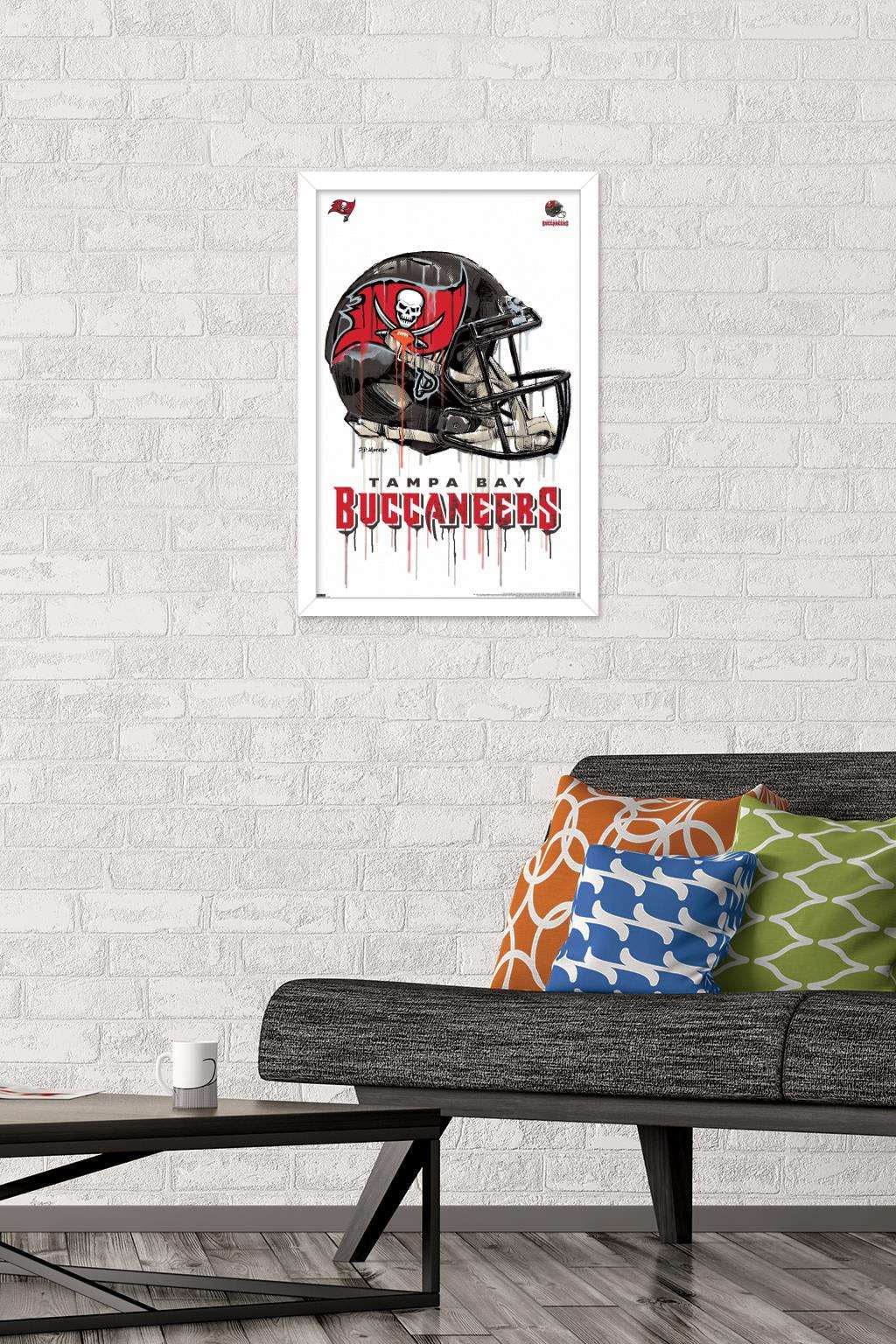 NFL Tampa Bay Buccaneers - Drip Helmet 20 Wall Poster, 14.725" x 22.375", Framed