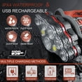 thumbnail image 3 of Rechargeable Headlamp, 8 LED 18000 Lumen Super Bright Waterproof Headlight with Red Lights, 8 Light Modes Head Lamp for Emergency Light Outdoors Fishing Hiking Camping Running, 3 of 14