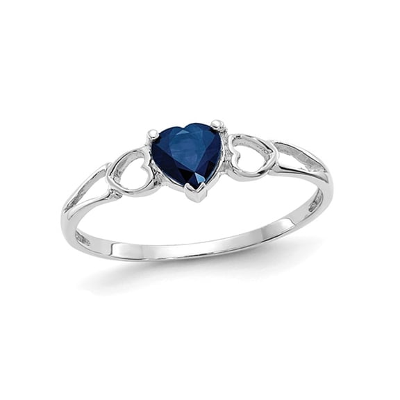 1/2 Carat (Ctw) Natural Blue Sapphire Heart Promise Ring in 14K White Gold for Women