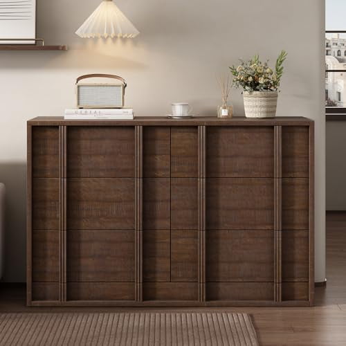 Brown‑Red 47.2‑Inch Wooden TV Stand with 6 Drawers for Televisions up to 50 Inches