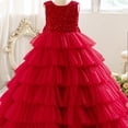 thumbnail image 4 of XXWXYD Sequin Flower Girl Dresses Wedding 𝖱uffles Sleeves Pageant Puffy Tulle Prom Gown Bridesmaid Princess Ball Gown Par𝗍y Dress First Comunion Christening 𝖱uffled Sleeve Flower Girl, 4 of 7