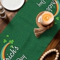 thumbnail image 3 of St. Patrick's Day Table Runner 72 Inches, Spring Dark Green Shamrock Rainbow Bed Runner Dresser Scarves Tabletop for Indoor Outdoor Parties/Ceremony/Banquet, 18" x 72", 3 of 8