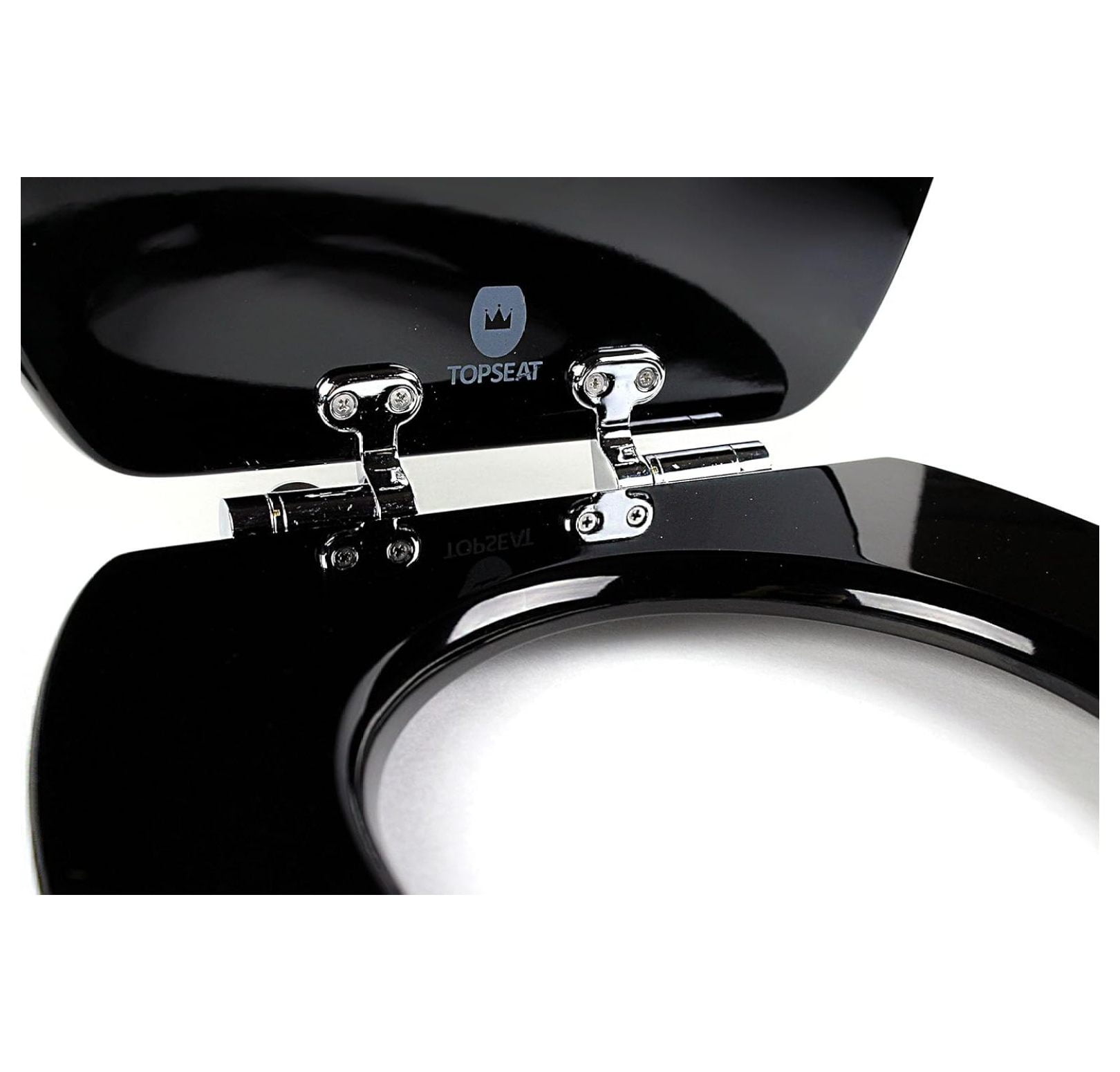 Art of Acryl Round Toilet Seat w/Slow Close Chromed Metal Hinges, Wood, Piano Black