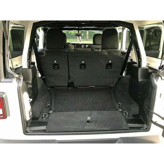 EACCESSORIES EA Rear Trunk Organizer Cargo Net for Jeep Wrangler 2018-2023 – Floor Style Cargo Net for SUV – Premium Mesh Car Trunk Organizer Vehicle Carrier Storage – Compatible with Jeep Wrangler