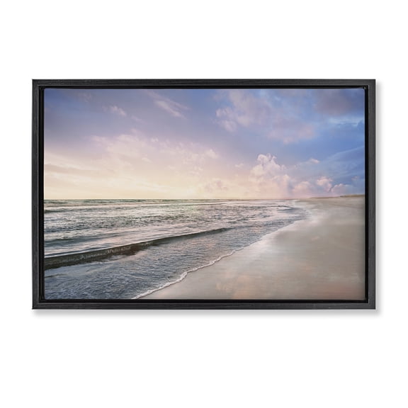 Stupell Industries Coastal Receding Beach Shore Black Floating Frame Canvas Art, 25 x 17, by Natalie Carpentieri
