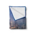 thumbnail image 2 of Urban Soft Flannel Fleece Blanket, Modern City Skyline Business District Skyscraper Towers Kuala Lumpur Malaysia, Cozy Plush for Indoor and Outdoor Use, 60" x 80", Orange Yellow Blue, by Ambesonne, 2 of 5