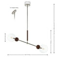 thumbnail image 3 of SAFAVIEH Rocky 2-Light Dark Walnut Metal Pendant Light with Clear Glass Shade, 3 of 4