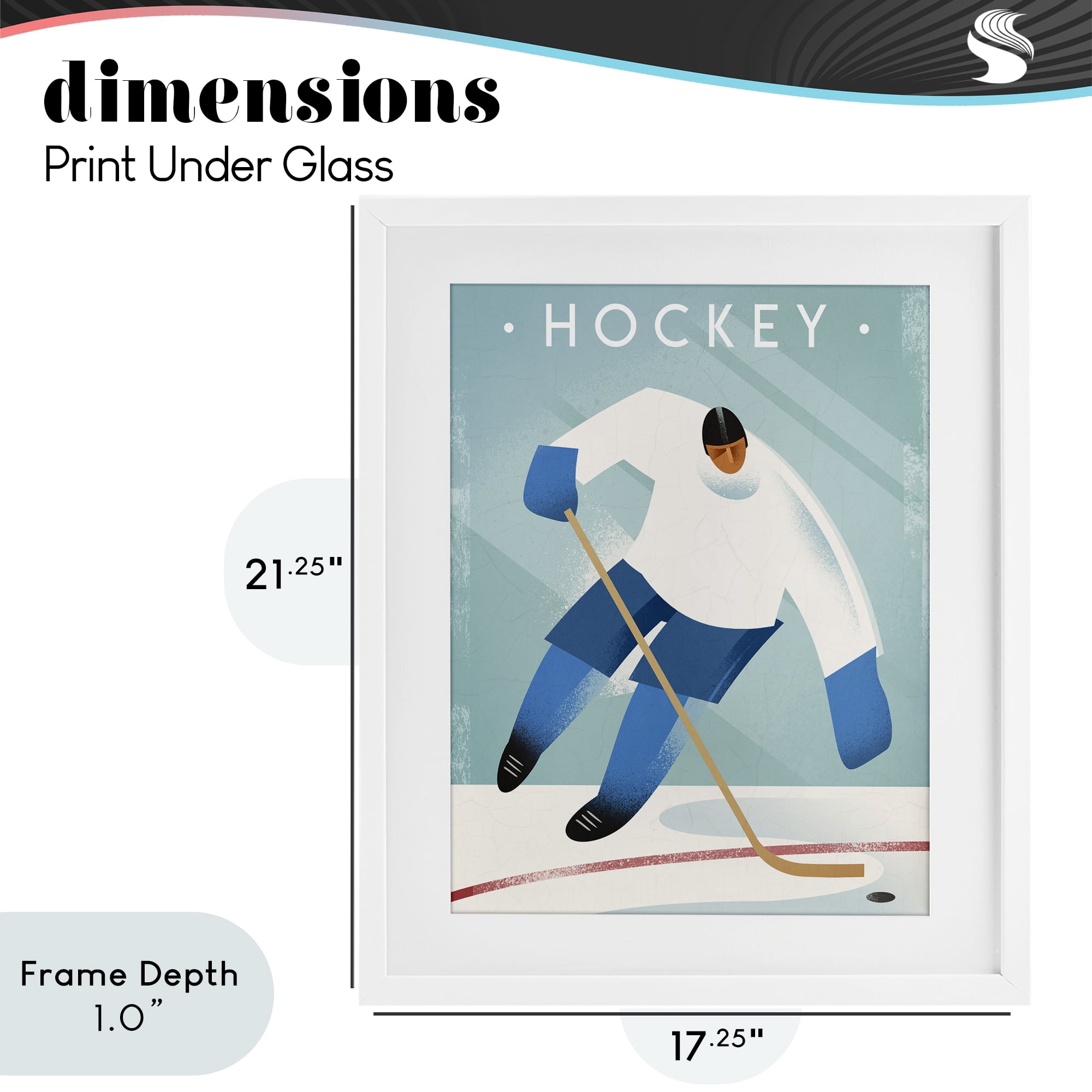 Stupell Industries Vintage Hockey Player White Framed Print Under Glass, design by Martin Wickstrom