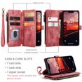 thumbnail image 2 of Allytech Wallet Case for iPhone 14, Card Slots + Cash Slot + Zipper Pocket Large Capacity PU Leather Case with Hand Strap, [All-Round Shockproof] Wireless Charging Kickstand Case, Red, 2 of 10
