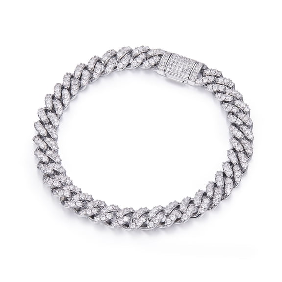 8MM Moissanite Bracelet Men Diamond Bracelet D Color VVS1 Cuban Link Bracelets 925 Sterling Silver Bracelets for Men Jewelry Accessories 7-9 Inch