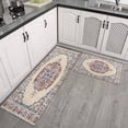 thumbnail image 3 of 2 Piece Bohemian Light Blue National Design Farmhouse Rug Kitchen Rug Set, Decor Kitchen Rugs, Absorbent Non-Slip Washable Floor Mats, Home Indoor Runner Rugs 17"x47"+17"x30", 3 of 7