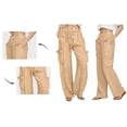 thumbnail image 6 of qucoqpe Women's Faux Denim Cargo Pants Loose Elastic Waist Drawstring Wide Leg Pants with Pockets, 6 of 7