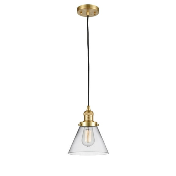 Innovations 201C-SG-G42-LED Large Cone 1 Light Mini Pendant part of the Franklin Restoration Collection, Satin Gold