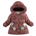 thumbnail image 2 of Hicidod Winter Jacket for Girls Fleece Line Hooded Fur Trim Down Coats Padded Widproof Warm Fashion Solid Color Outwear, 2 of 4