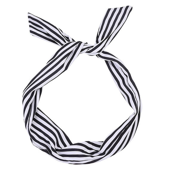 BKQCNKM Headbands for Women Headband for Washing Face Paisley Rockabilly Wired Headband Polka Dot Tartan Retro Scarf Wire Hair Band Headbands, Black One Size