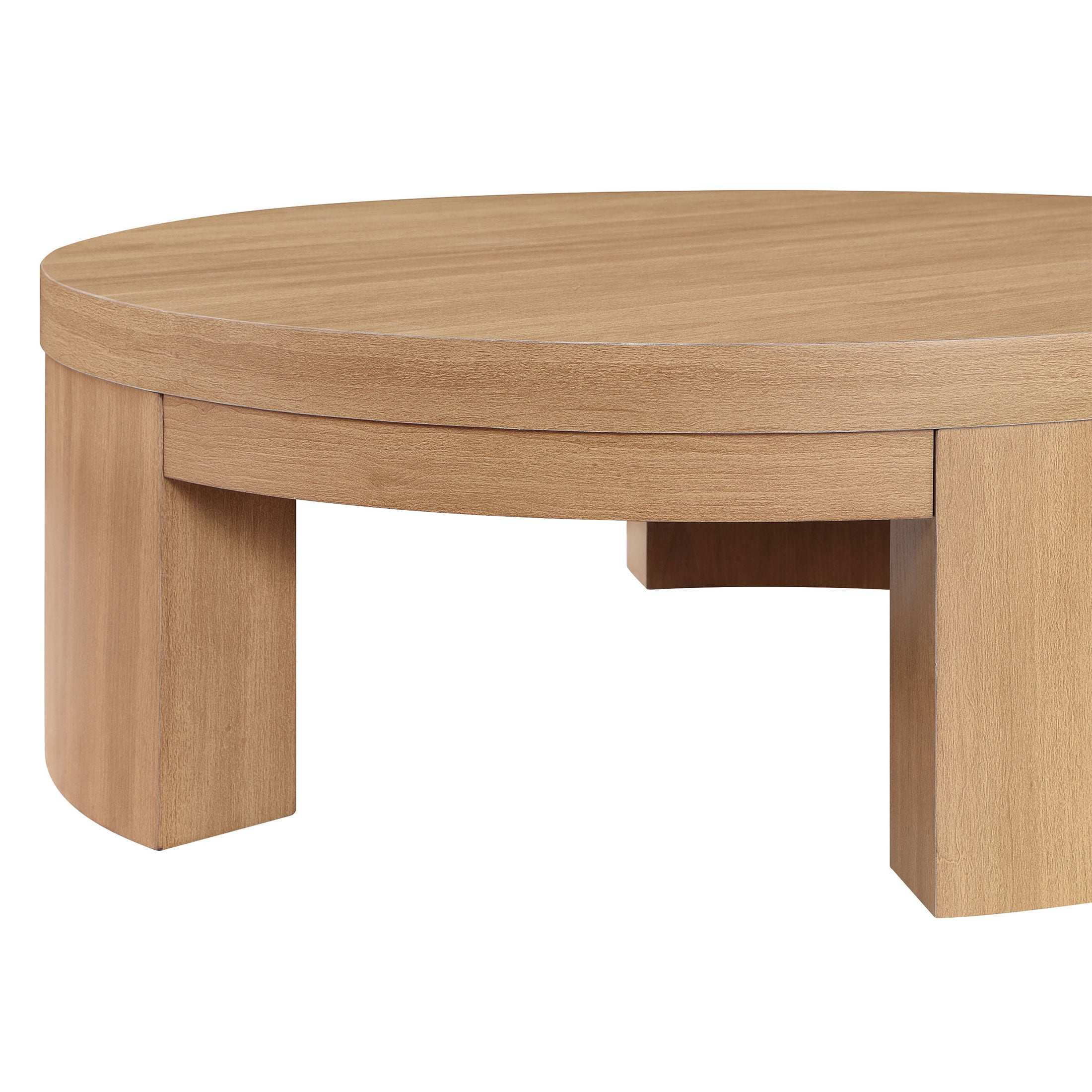 Beautiful Mod Round Coffee Table by Drew Barrymore, Warm Honey Finish