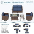 thumbnail image 3 of ELPOSUN 6-Piece Wicker Outdoor Patio Furniture Set with Fire Pit Table & Swivel Chairs in Beige, Navy Blue, Grey, 3 of 8