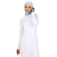 thumbnail image 3 of Modest Dress With Natural Fabric Elastic Waist White, 3 of 5